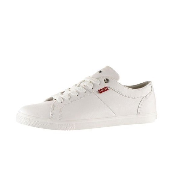 Levi’s Mens White Lace Up Sneakers Red Tab